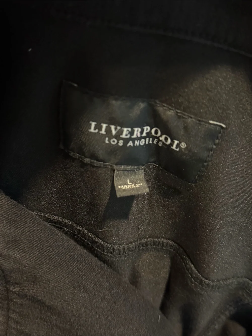 Liverpool LA Woman's Black Biker Moto Jacket Full Zip Long Sleeve Size L